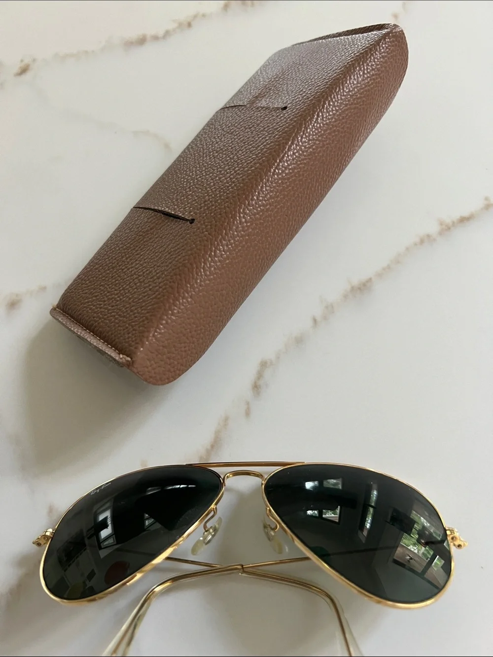 Ray-Ban Aviator Sunglasses - Gold Frame with Dark Green Lenses